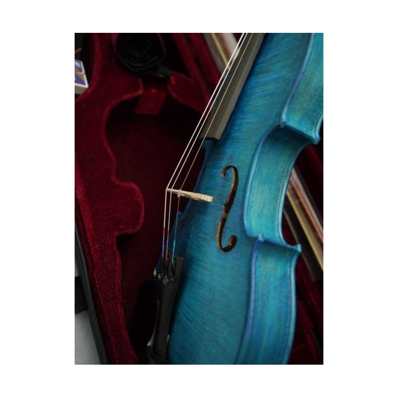 violon 4/4 bleu pour adulte avec colophane et archet en étui